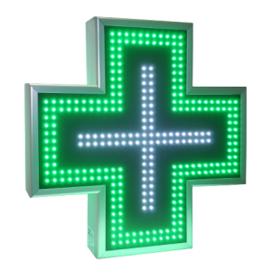cruce farmacie verde alb 60x60cm exterior