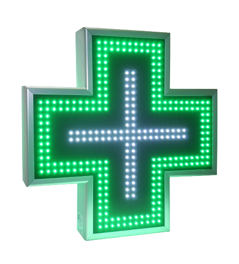 cruce farmacie verde alb 60x60cm exterior