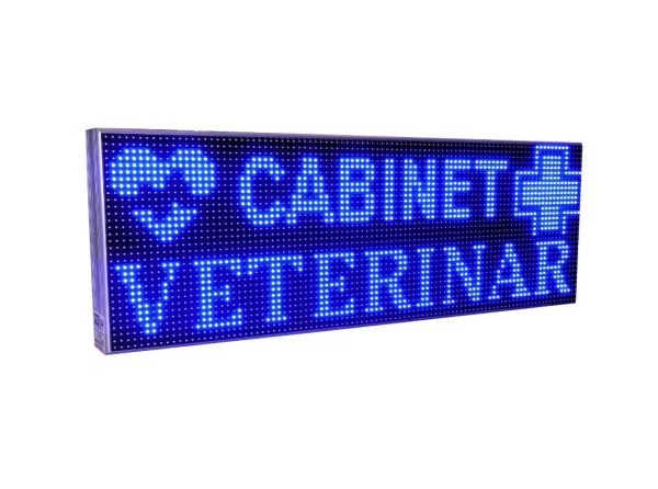 reclama-led-veterinar-programabila-albastru-exterior-32x128cm-anunturi-mesaje-text-program-promotii-reduceri