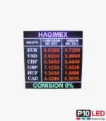 Panou LED 128x128cm P5 RGB afisaj curs valutar pentru casa de schimb