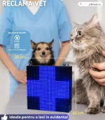 reclama cabinet veterinar led 32x32 semn clinic veterinar albastru