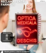 reclama optica medicala led 60x45 semn optica rosu exterior interior