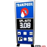 Totem pret GPL benzinarie 200x90 cu afisaj LED exterior fata dubla pentru statii GPL si benzinarii. Afiseaza clar pretul GPL AUTO, este vizibil pana la 60 m si permite schimbarea rapida a pretului prin telecomanda RF.