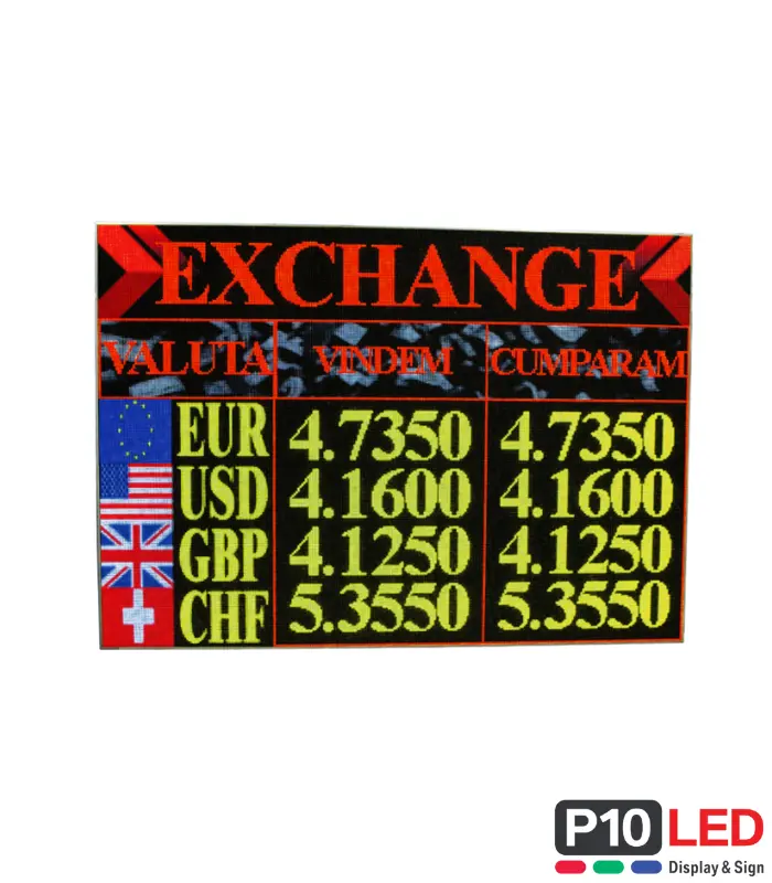 ecran led amanet exchange p5 afisaj curs valutar