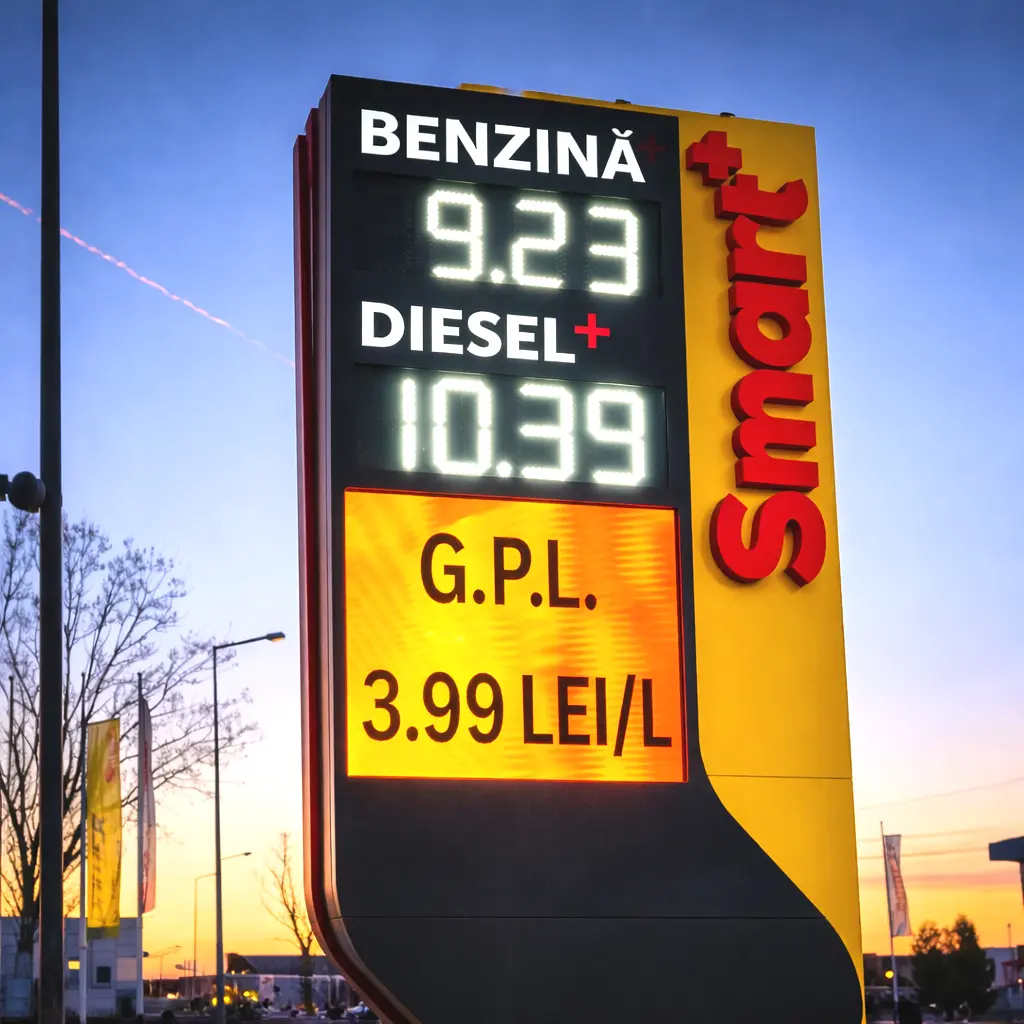 Schimbare afisaj preturi la benzinarie cu totem LED clar si usor de citit din trafic