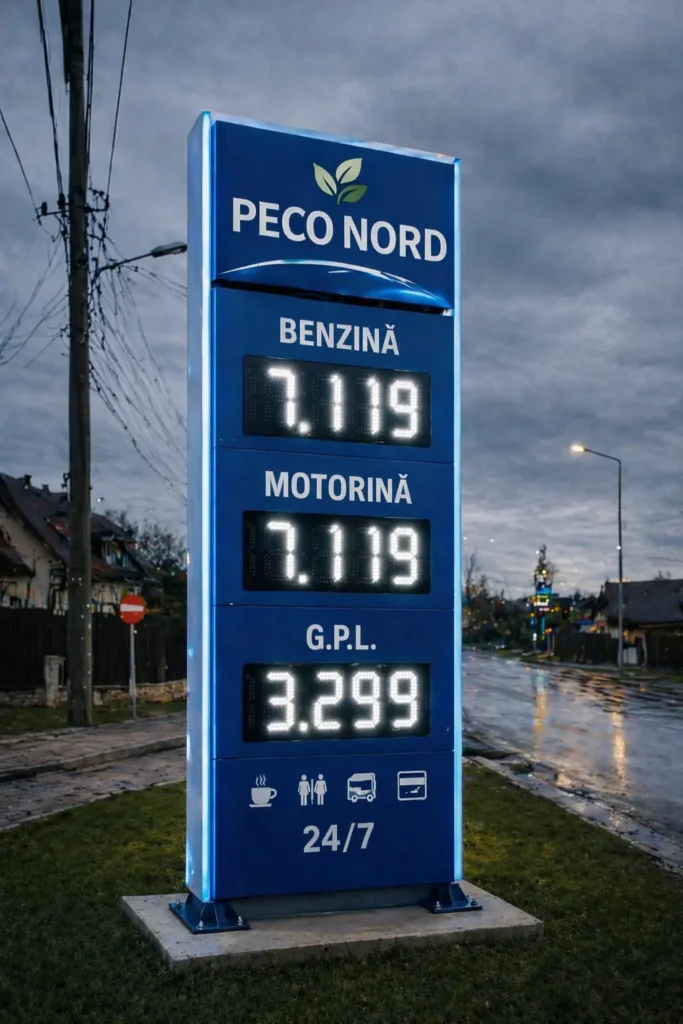 Totem nou de benzinarie cu digiti de pret cu 4 cifre pentru benzina, motorina si GPL