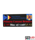 afisaj led primarie exterior p3 cu mesaj ora si temperatura